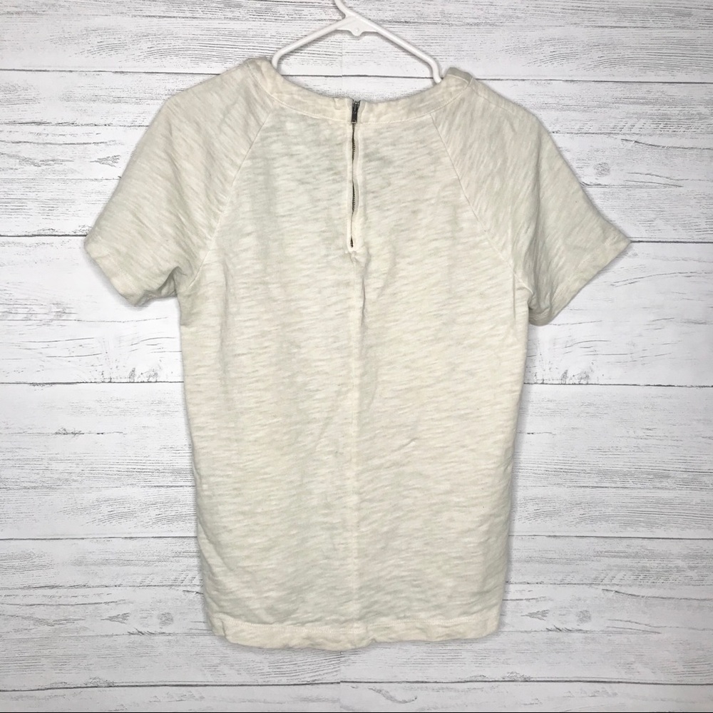 Cream Floral Crochet Eyelet Mix Short Sleeve Shirt - Picture 2 of 6